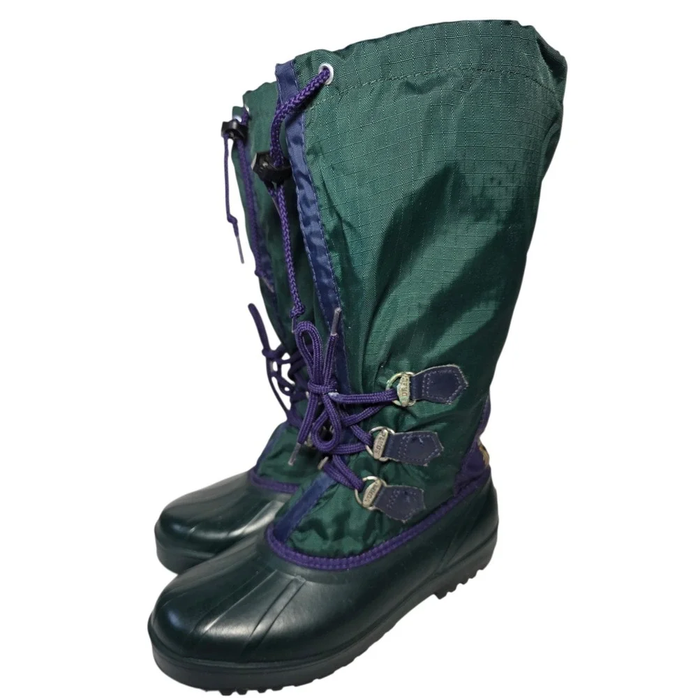 Sorel Winter Snow Boots‎ Mens 6 Green Purple Made In Canada Felt Lined